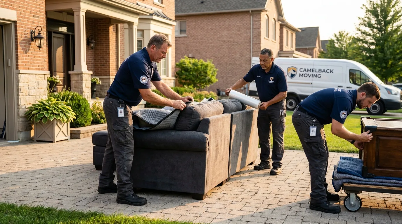 Large estate moving crew wrapping furniture in Randleman, NC